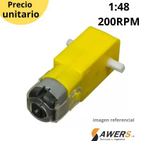 Motor reductor 1:48 200RPM  5V doble eje (amarillo)