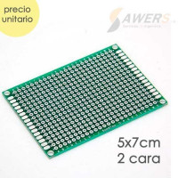 PCB Perforada doble cara 5x7cm (fibra de vidrio)