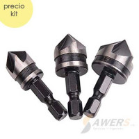 Kit de 3 fresas de avellanado para madera