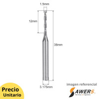 Fresa de corte espiral 2 flauta CED=1.5mm SHK=3.175mm Fresa de corte espiral 2 flauta CED=1.5mm SHK=3.175mm