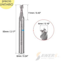 Fresa de corte espiral HSS 3 flauta 4*11mm SHK=6mm Fresa de corte espiral HSS 3 flauta 4*11mm SHK=6mm