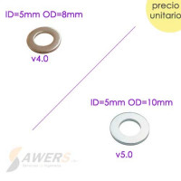 Arandela de presicion 10x5.2x1mm - 8x5.2x1mm (5 unidades)