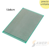 PCB Perforada cara simple 12x18cm (Fibra de Vidrio)