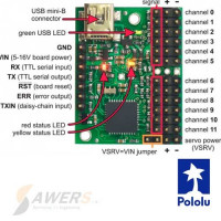 Mini Maestro Pololu Servo controlador USB 12CH