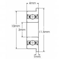 F623ZZ 3x10x4mm Rodamiento con brida