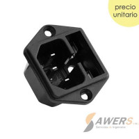 Zocalo Enchufe tablero C14 solo portafusible