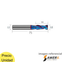 Fresa Corte espiral HRC65 2 Flauta CED=12*30*75mm SHK=12mm Fresa Corte espiral HRC65 2 Flauta CED=12*30*75mm SHK=12mm