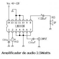 LM380N Amplificador Mono 2.5W LM380N Amplificador Mono 2.5W