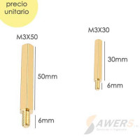 Tornillo separador hex metalico M-H M3x50 M3x30