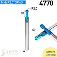 Fresa Corte Espiral BallNose HRC63 2 flauta R=2.0 SHK=4mm Fresa Corte Espiral BallNose HRC63 2 flauta R=2.0 SHK=4mm