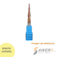 Fresa de tallado 3D punta conica HRC55 CED=R1*15deg SHK=3.175mm
