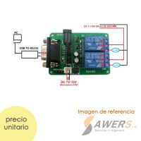 Modulo Relay 2CH a Serial RS232 12V