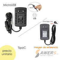 Cargador Raspberry 5V-3A MicroUSB-Tipo C con Interruptor Cargador Raspberry 5V-3A MicroUSB-Tipo C con Interruptor