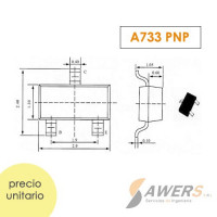 A733 Transistor PNP 50V 180Mhz SMD 120hFE