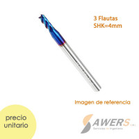 Fresa Corte Espiral HRC65 3 flauta CED=4*12*50mm SHK=4mm Fresa Corte Espiral HRC65 3 flauta CED=4*12*50mm SHK=4mm