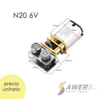 Micro Motorreductor N20 eje de gusano 6V 200rpm