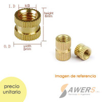 Tuerca Moleteada de Insercion M3-M4 (pack de 5pcs)