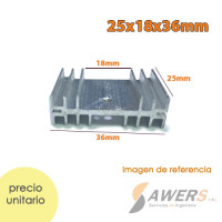 Disipador de Calor TO-220 Aluminio 25x18x36mm Disipador de Calor TO-220 Aluminio 25x18x36mm