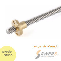 Husillo trapezoidal T8 4Hilos paso=8mm (1 metro)