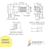 RK097 Potenciometro Estereo 50K Ohm