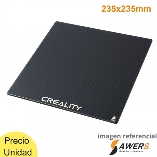 Plataforma de vidrio carborundo 235x235x4mm Ender 3Pro