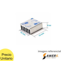 Disipador de Aluminio 14x14x6mm con adhesivo