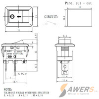 Interruptor switch ON-OFF 21*15mm KCD1-101