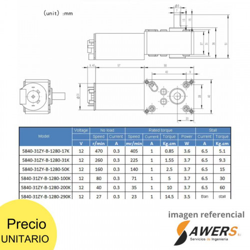 Motorreductor Con Encoder 5840-31ZY 12V 40RPM 10Kg.cm