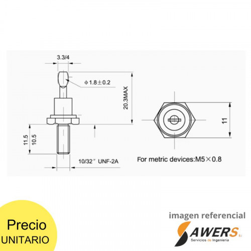 Diodo Rectificador 25HF120 25A 1200V