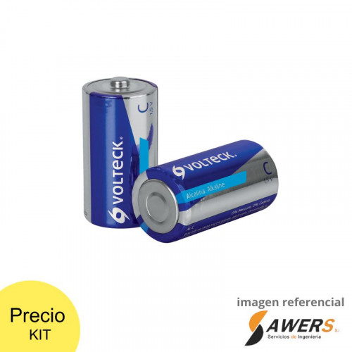 Paquete con 2 pilas alcalinas C, VOLTECK