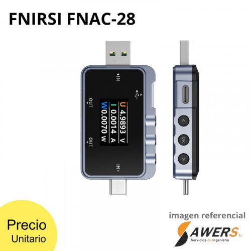 FNIRSI FNAC-28 Probador USB tipo C 2 en 1 4-24 V, 6.5 A