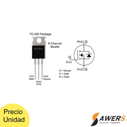 IRF840 Mosfet N 500V-8A