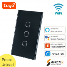 Interruptor Smart Touch WiFi 3CH Negro
